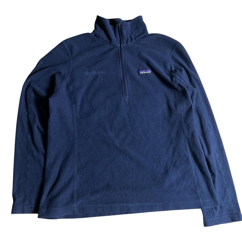Patagonia Sweater Mens L Blue Full Zip Lightweight Fleece High Neck Logo